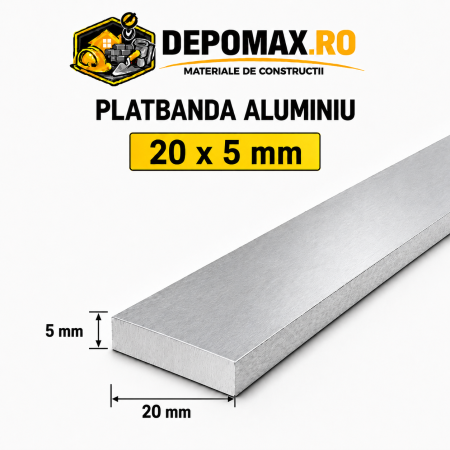 Platbanda aluminiu 20 x 5 mm, 6 metri (EN-AW 6060)